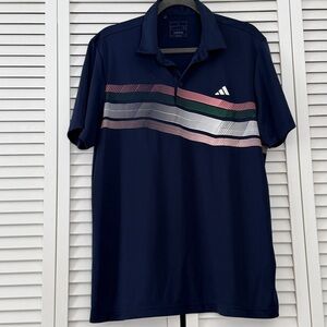 Adidas Men's Polo Shirt with Multicolor Stripes Size Large
